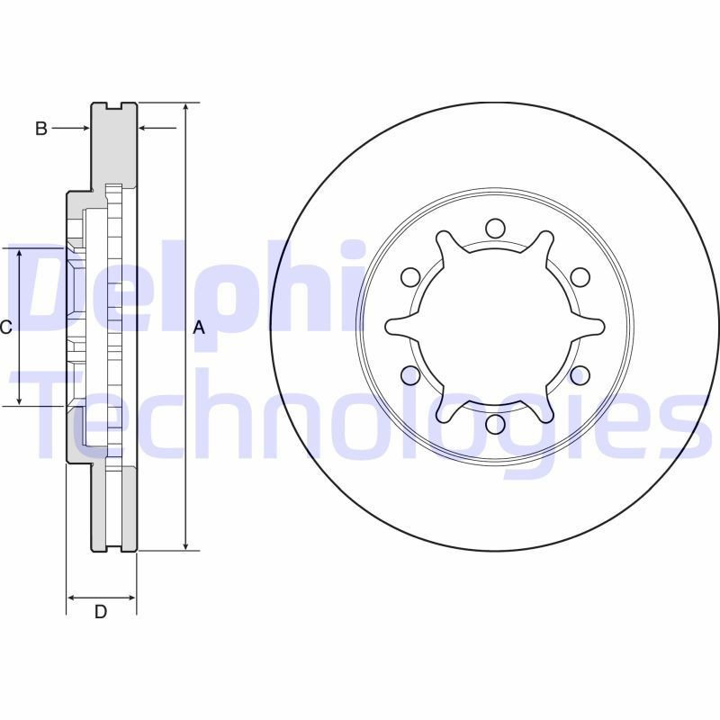 DELPHI Δισκόπλακα BG4795C DELPHI BG4795C Δισκόπλακα NISSAN Navara Pick-up (D21) 2.4 143 PS 1991