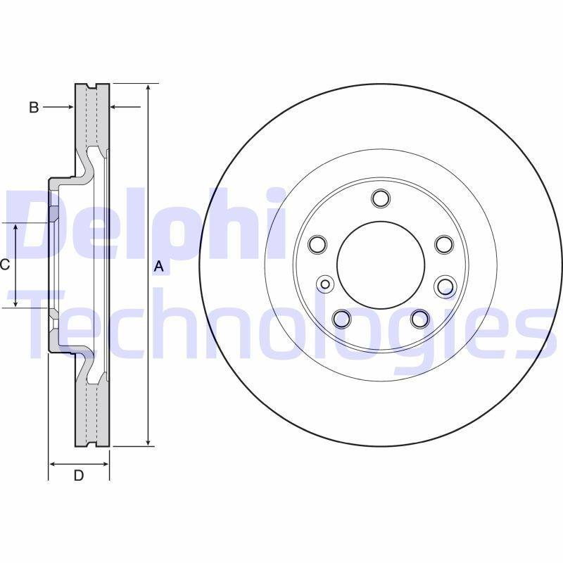 DELPHI Remschijf BG9119C DELPHI BG9119C Remschijf MERCEDES-BENZ G-Klasse SUV (W463) G 300 Diesel (463.327, 463.328) 113 Pk 1994
