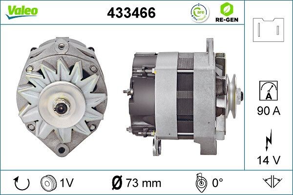 VALEO Alternatore 433466 VALEO 433466 Alternatore RENAULT TRUCKS Messenger Camion pianale / Telaio B 110.45 16V 4x4 (4x4F06) 106 CV 1999