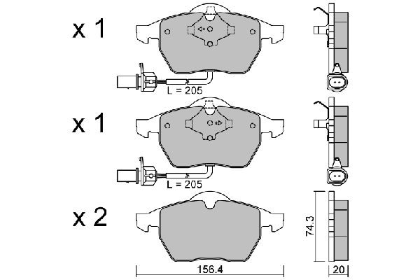 AISIN Kit pastiglie freni BPVW-1014 BPVW-1014 costo Pastiglie dei freni Volkswagen TOURAN AISIN