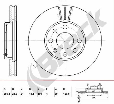 BRECK Disque de frein BR 307 VA100 BR 307 VA100 Disques de frein BRECK OPEL COMBO
