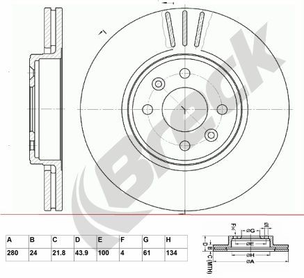 BRECK Disco freno BR 308 VA100 BR 308 VA100 costo Dischi freno BRECK DACIA LODGY