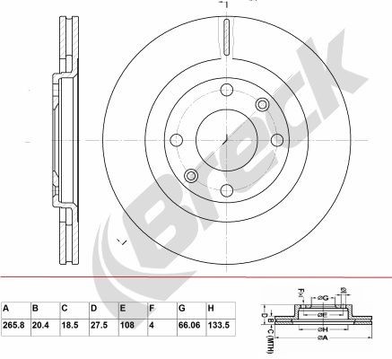 BRECK Brzdový kotouč BR 314 VA100 BR 314 VA100 Brzdové kotúče BRECK PEUGEOT 301