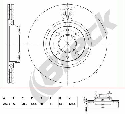 BRECK Disco freno BR 376 VA100 BR 376 VA100 costo Dischi freno FIAT COUPE BRECK
