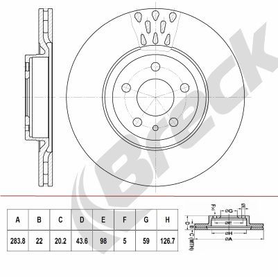 BRECK Brake disc BR 406 VA100 BR 406 VA100 BRECK OPEL disc brake set