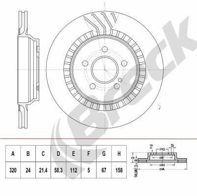 BRECK Δισκόπλακα BR 422 VH100 BR 422 VH100 Δισκόπλακες MERCEDES-BENZ E-class BRECK