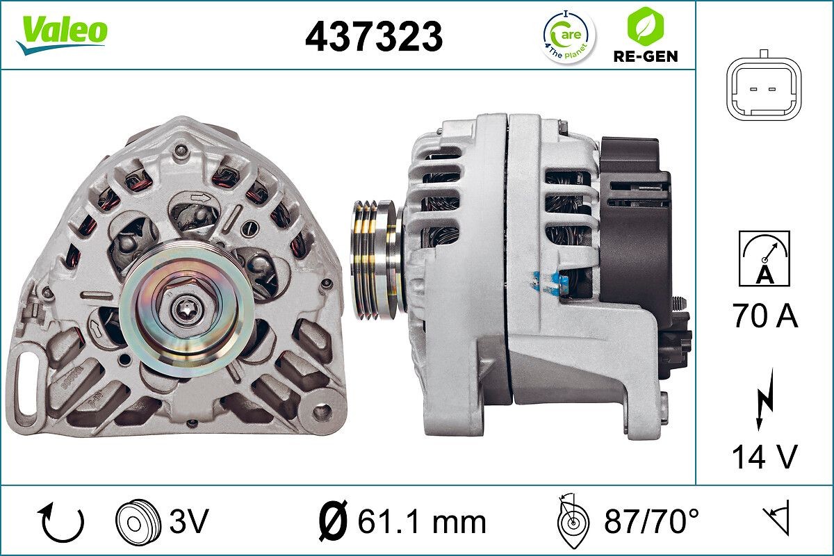 VALEO Ģenerators 437323 VALEO 437323 Ģenerators Renault Twingo 1 Van orģinālās cena