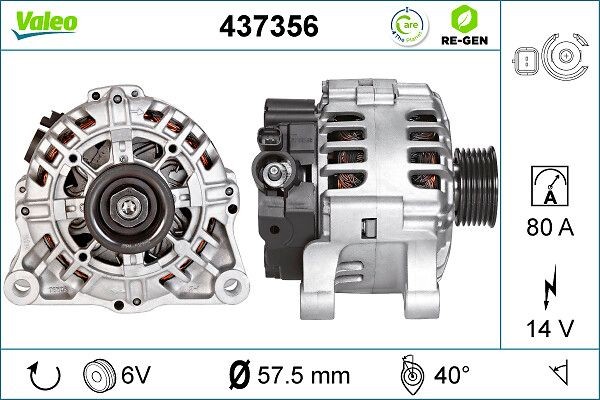 Alternator VALEO 437356 VALEO REMANUFACTURED PREMIUM 437356 CITROЁN DISPATCH 2000 alternator price
