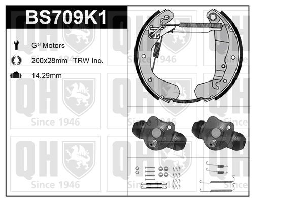 QUINTON HAZELL Bromsbacksats BS709K1 QUINTON HAZELL BS709K1 Bromsbackar Opel Corsa A CC original