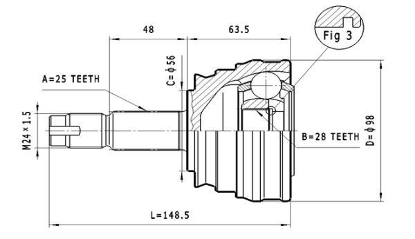 STATIM Homokineet reparatie set, aandrijfas C.164 C.164 Homokineet reparatie set aandrijfas FIAT COUPE STATIM