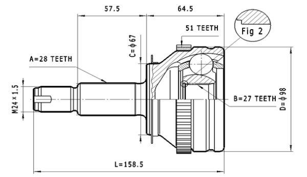 STATIM Sada kĺbov hnacieho hriadeľa C.373 Homokinetický kĺb STATIM Renault ESPACE C.373