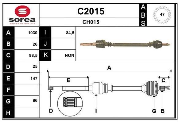 SNRA Drive shaft C2015 SNRA C2015 Chrysler Voyager GS driveshaft replacement