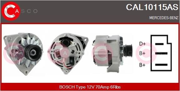 CASCO Laturi CAL10115AS Laturi CASCO 12V, 70A, CPA0007, Integroidulla säätimellä