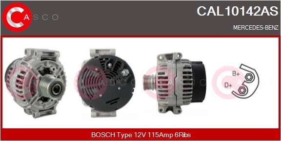 CASCO Alternator CAL10142AS CASCO CAL10142AS Mercedes Sprinter 4t generator replacement