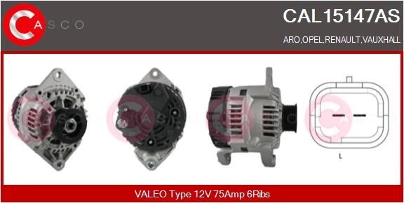 CASCO Generator CAL15147AS CASCO CAL15147AS Generator ARO 240-244 SUV 3.1 D 64 hk 1982