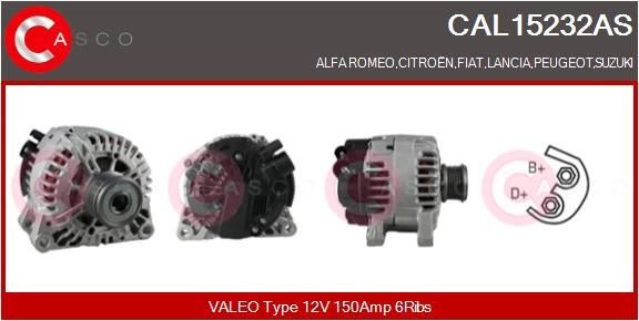 Alternatore CASCO CAL15232AS CASCO CAL15232AS Dinamo Citroën BERLINGO 2009