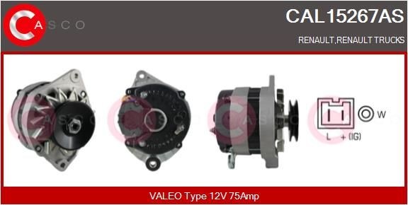 CASCO Alternatore CAL15267AS CASCO CAL15267AS Alternatore RENAULT TRUCKS Messenger Camion pianale / Telaio B 110.45 16V 4x4 (4x4F06) 106 CV 1996