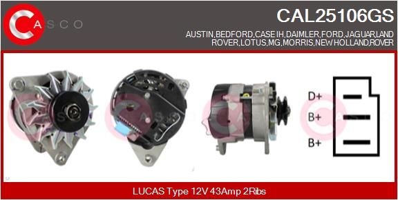 CASCO Alternador CAL25106GS CASCO CAL25106GS Electricidad Elite Type 75 / Type 83 1976