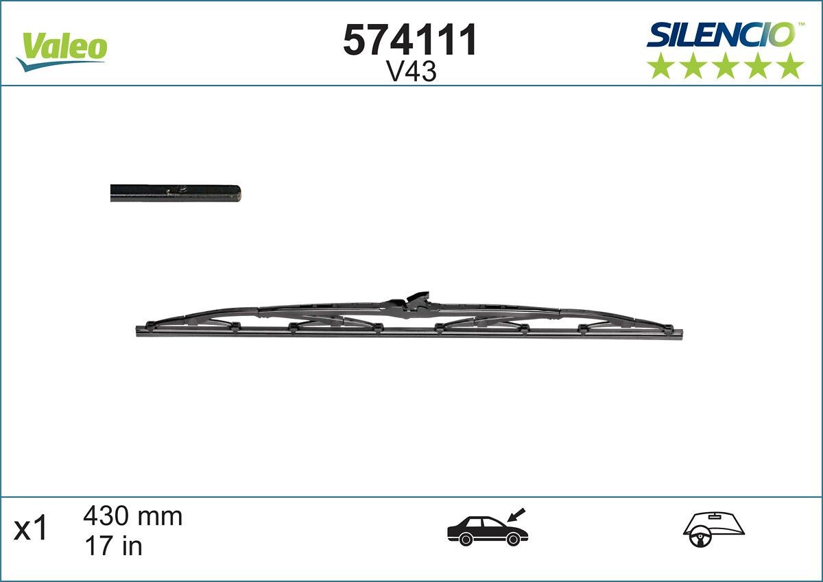 VALEO Wiper blade 574111 VALEO 574111 TOYOTA Dyna Platform / Chassis (LH8) windscreen wipers