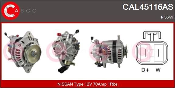 Dynamo / Alternator CASCO CAL45116AS CASCO CAL45116AS Alternator NISSAN TRADE 2000