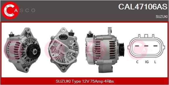 CASCO Ģenerators CAL47106AS Ģenerators CASCO Suzuki WAGON R+ CAL47106AS