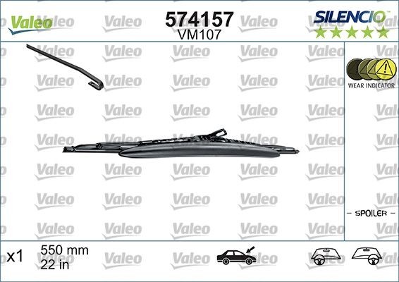 Torkarblad VALEO 574157 VALEO SILENCIO CONVENTIONAL SINGLE 574157: Vindrutetorkare Porsche BOXSTER 2008