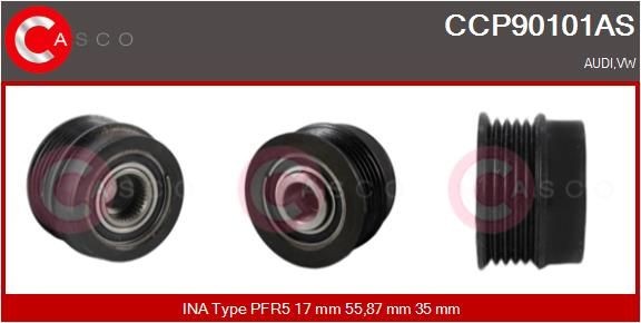 CASCO Riemschijf, dynamo CCP90101AS CASCO CCP90101AS Riemschijf, dynamo AUDI 80 B4 Avant (8C5) S2 quattro 230 Pk 1994