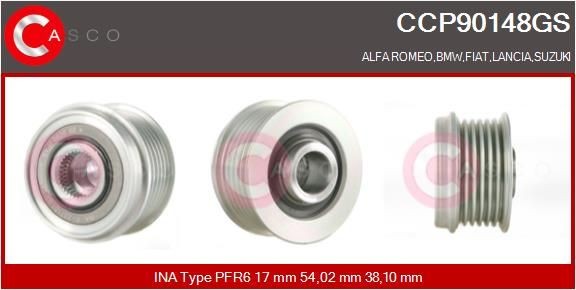 CASCO Puleggia cinghia, Alternatore CCP90148GS CASCO CCP90148GS Puleggia frizionata alternatore Fiat 500L prezzo