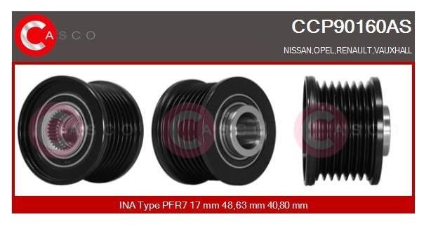 CASCO Τροχαλία ιμάντα, γεννήτρια CCP90160AS CASCO CCP90160AS Τροχαλία δυναμό Duster (HS_) τιμες