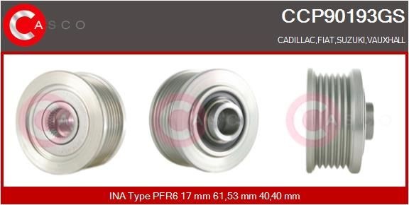 CASCO Τροχαλία ιμάντα, γεννήτρια CCP90193GS CASCO CCP90193GS Τροχαλία ιμάντα, γεννήτρια FIAT Marea Weekend (185) 1.6 100 16V 103 PS 1998