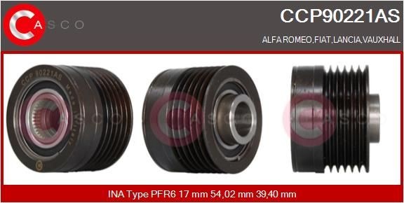 CASCO Τροχαλία ιμάντα, γεννήτρια CCP90221AS τιμες Τροχαλία δυναμό Opel L70 CCP90221AS CASCO