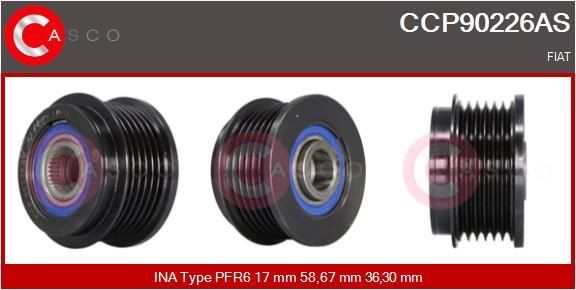 CASCO Piedziņas skriemelis, Ģenerators CCP90226AS CASCO CCP90226AS Ģeneratora brīvgaitas mehānisms Transit Mk6 Platforma / Šasija (V347, V348) orģinālās cena