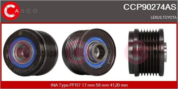 CASCO Piedziņas skriemelis, Ģenerators CCP90274AS CASCO CCP90274AS Piedziņas skriemeļi TOYOTA RAV4 III SUV (XA30) 2005