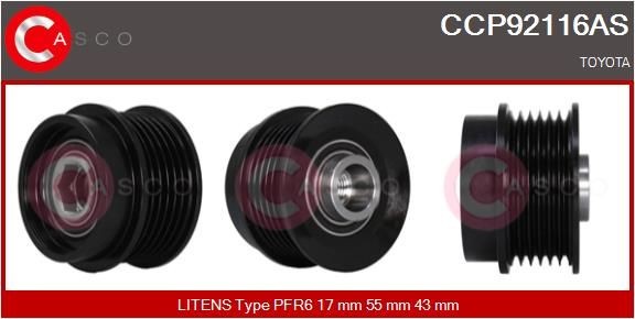 CASCO Remskive, dynamo CCP92116AS CASCO CCP92116AS Reimhjul dynamo Toyota Auris e18 originale pris