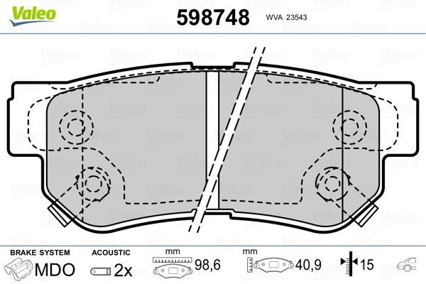 VALEO Piduriklotsid 598748 VALEO 598748 originaal Piduriklotsid Elantra IV Kombi (HD) hind