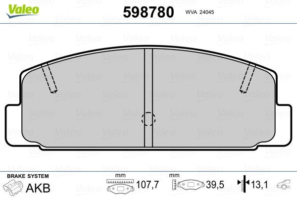 VALEO Kit pastiglie freni 598780 VALEO 598780 Kit pastiglie freni MAZDA 626 III Hatchback (GD) 1.8 90 CV 1988