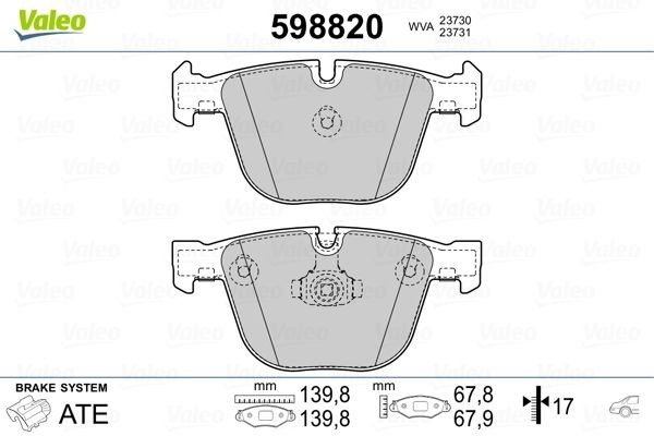 Plaquettes de frein VALEO 598820 VALEO 598820 Plaquettes de frein ALPINA D3 2014