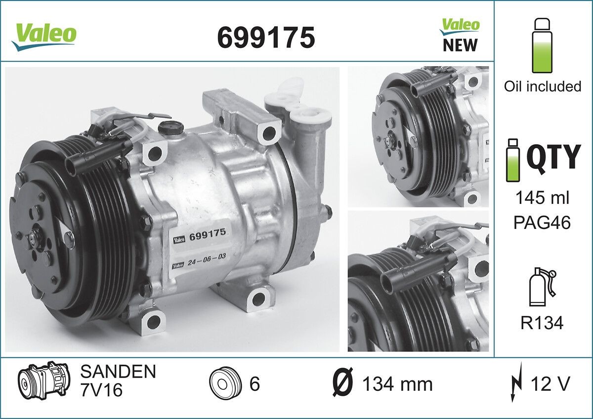 VALEO Klimakompressor 699175 699175 VALEO Aircondition kompressor Lancia billig