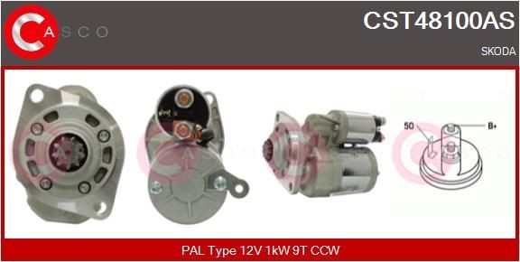CASCO Starter CST48100AS Startmotor CASCO Skoda ROOMSTER CST48100AS