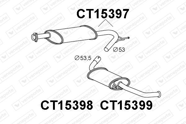 VENEPORTE Bakre eksospotte CT15397 VENEPORTE CT15397 Lyddemper eksos Jumper I Van (244) pris