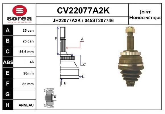 EAI Sada kĺbov hnacieho hriadeľa CV22077A2K EAI CV22077A2K Homokinetický kĺb 900 I Sedan cena