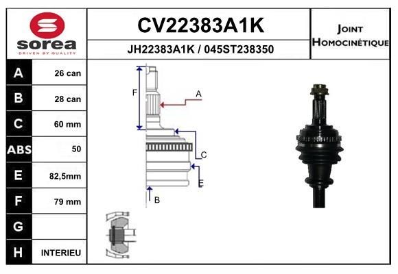 EAI Ledsæt, drivaksel CV22383A1K Drivknut EAI Honda JAZZ CV22383A1K
