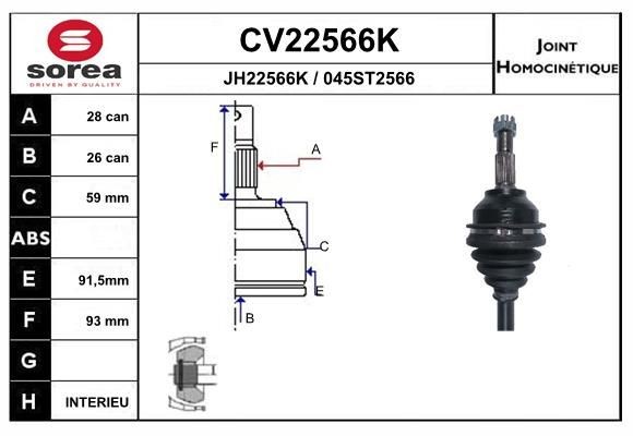 EAI Liigendlaager, veovõll CV22566K CV22566K Pooltelje ots EAI CITROЁN XSARA