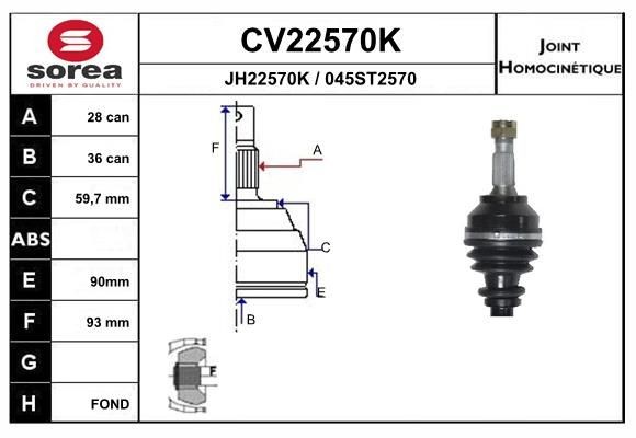EAI Liigendlaager, veovõll CV22570K Pooltelje ots EAI Citroën XSARA CV22570K