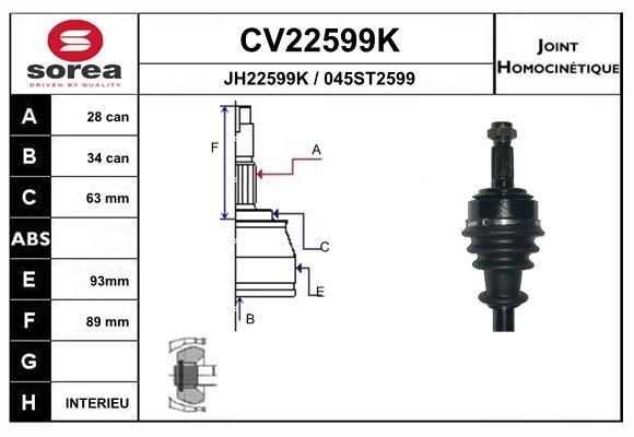 EAI Drivledd CV22599K Drivknute EAI Honda FR-V CV22599K