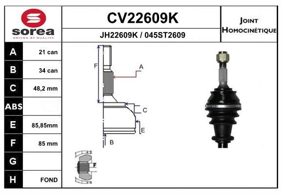 EAI Liigendlaager, veovõll CV22609K Veovõlli ots EAI XSARA CV22609K odav
