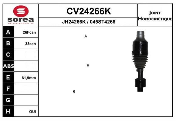 EAI Ledsats, drivaxel CV24266K CV24266K EAI drivknut FIAT GRANDE PUNTO