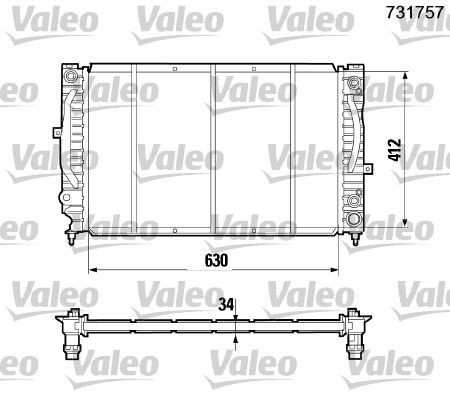 VALEO Kühler, Motorkühlung 731757 Wasserkühler VALEO Volkswagen CADDY 731757