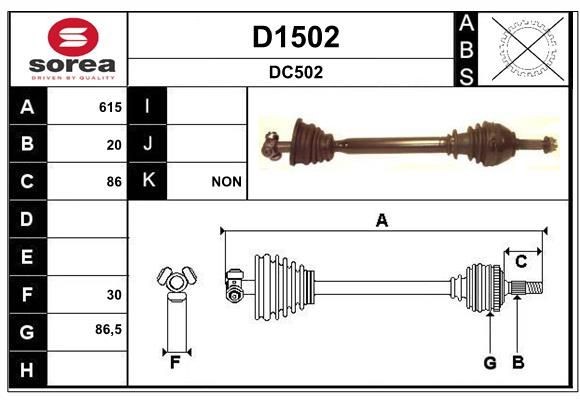 Aandrijfas SNRA D1502 SNRA D1502 Steekas achter links en rechts Dacia SOLENZA 2014