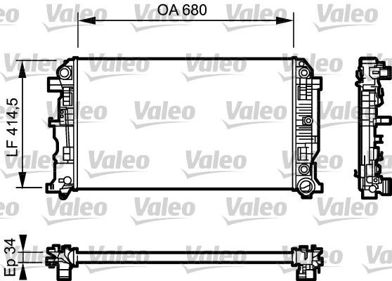 VALEO Jäähdytin, moottorin jäähdytys 734929 VALEO 734929 MERCEDES-BENZ Sprinter 3-T Flatbed Kuorma-auto/Alusta (W906) jäähdytin vaihto hinta